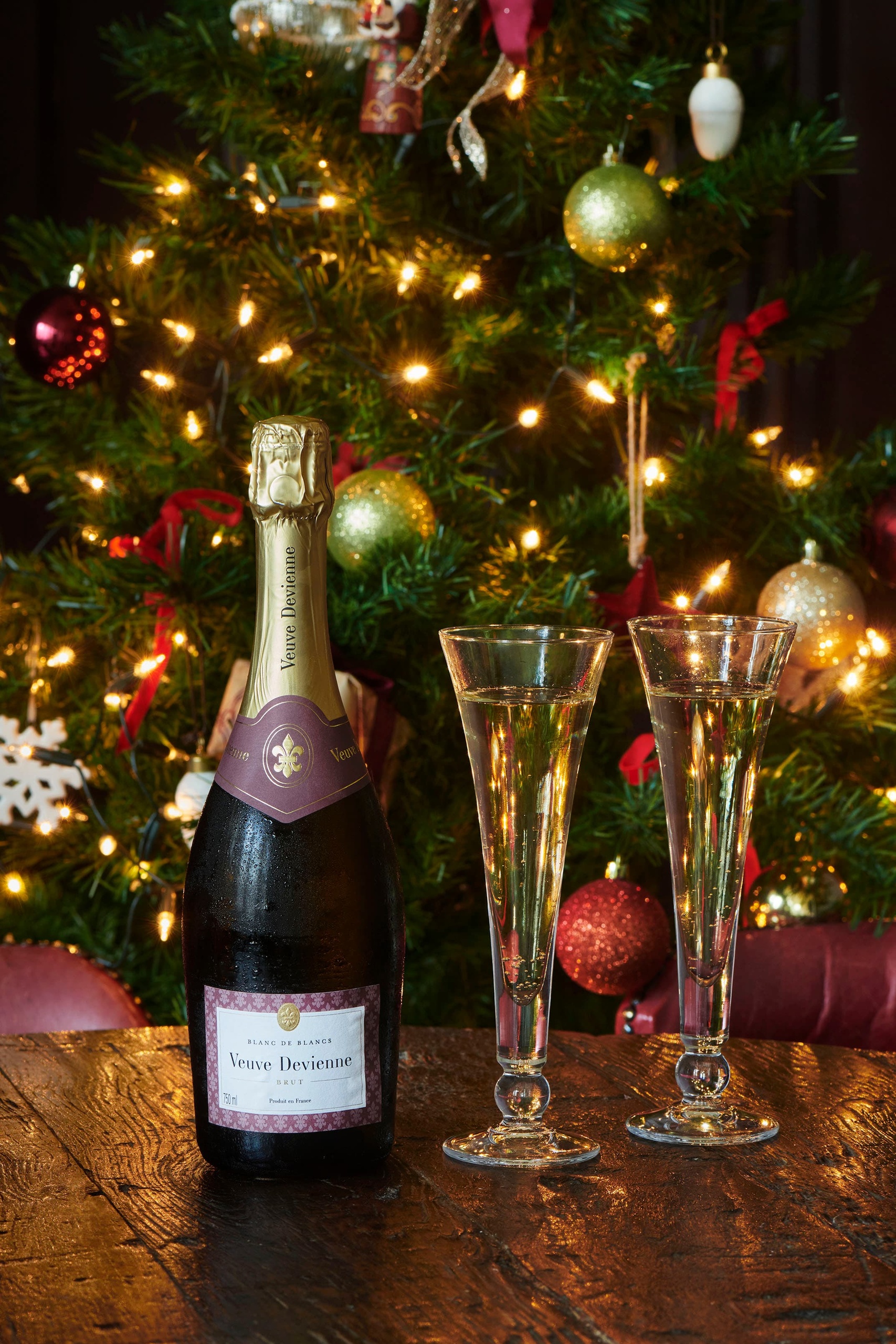 Glass of festive fizz