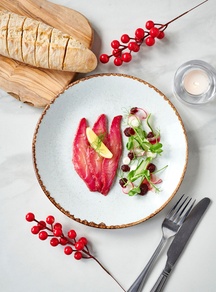 Beetroot cured salmon, available on our Christmas Day Menu