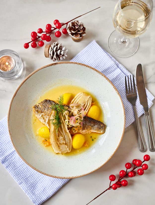 Clementine Beurre Blanc Sea Bass available this Christmas Day