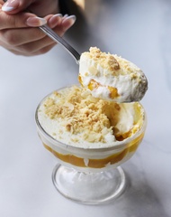 White chocolate and mango Mouse available at Bistrot Pierre